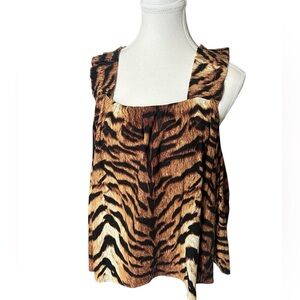 Eb & Ive, NZ designer, linen & rayon flowy top, summer, tiger print, NEW M/L